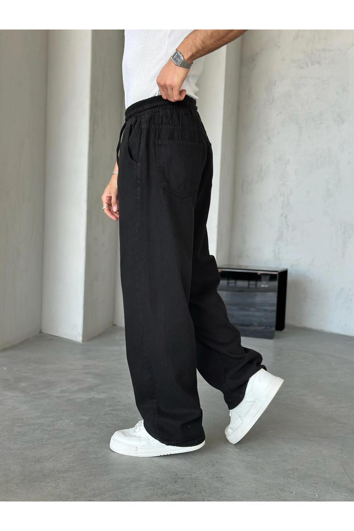Dokulu Gabardin Baggy Pantolon Siyah W — رنگارنگ KM920 — تصویر 5 از 5