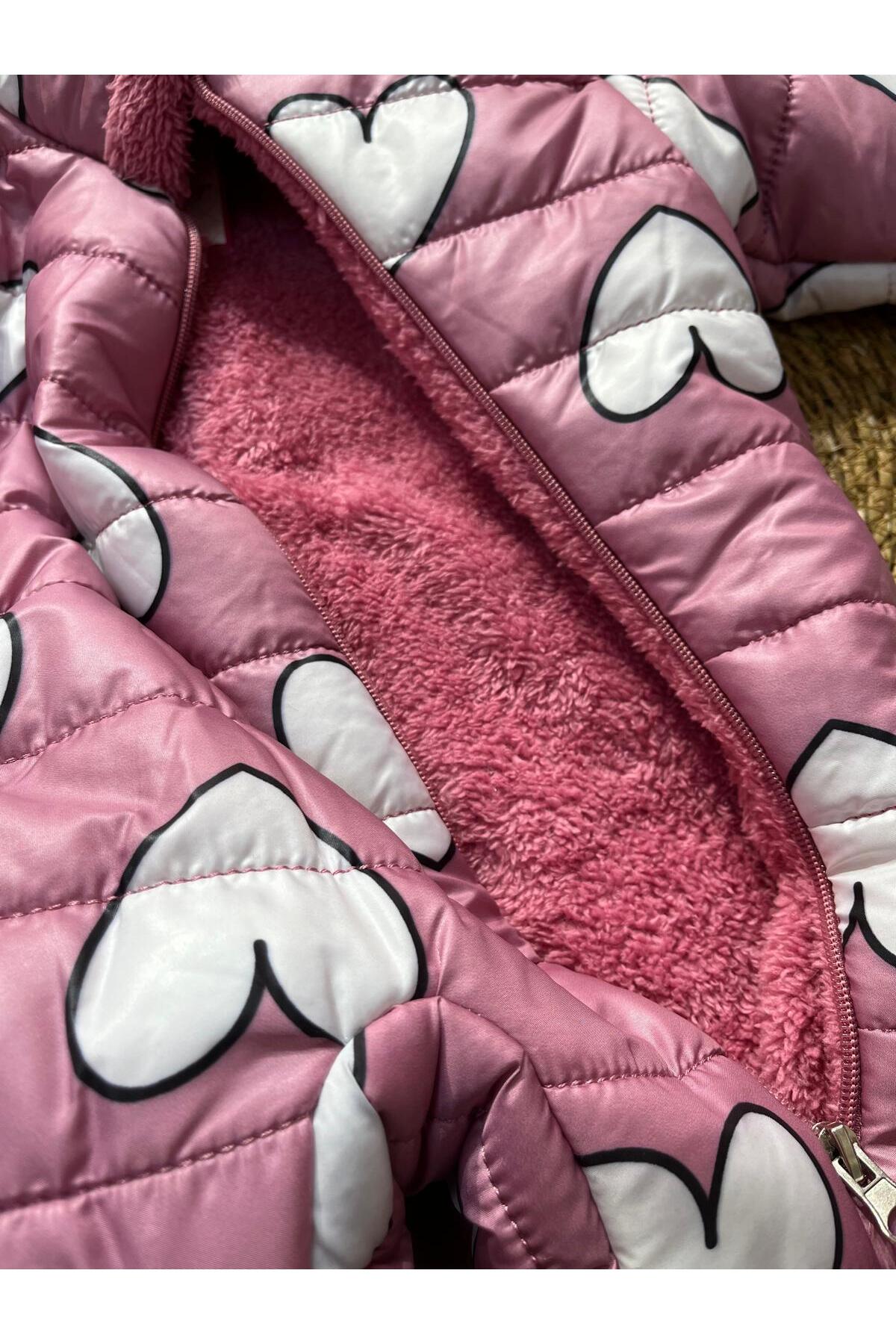 mayakids KALP DESENLİ PEMBE İÇ KISMI PELUŞ ASTRONOT KIZ ÇOCUK MONT fotoğrafı 6 (önizleme)