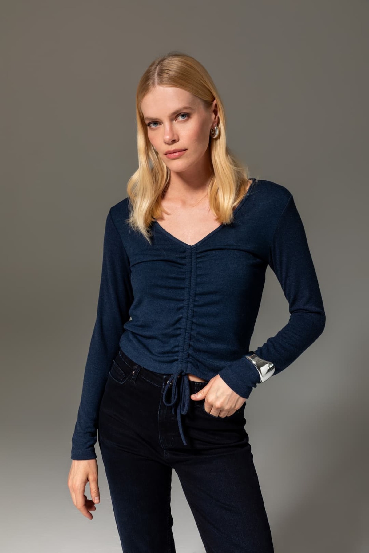 KASHA  26KB006 BÜZGÜ DETAYLI BLUZ