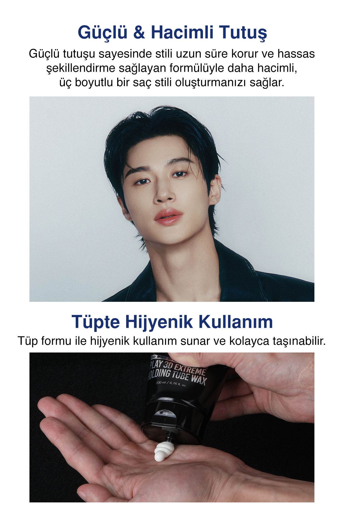 Hijyenik Kullanım Sunan Kalıntı Bırakmayan Ultra Güçlü Play 3D Extreme Holding Tube Wax 200ml — 8707 — تصویر 4 از 8