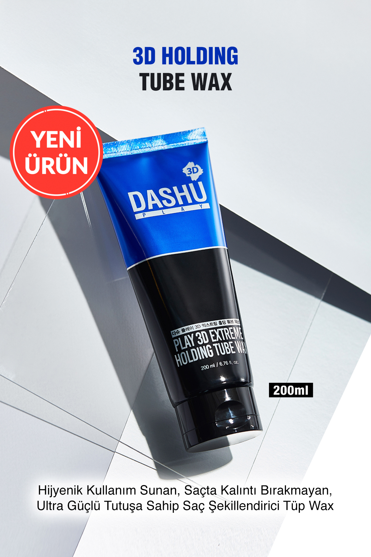 Dashu Hijyenik Kullanım Sunan Kalıntı Bırakmayan Ultra Güçlü Play 3D Extreme Holding Tube Wax 200ml — 8707