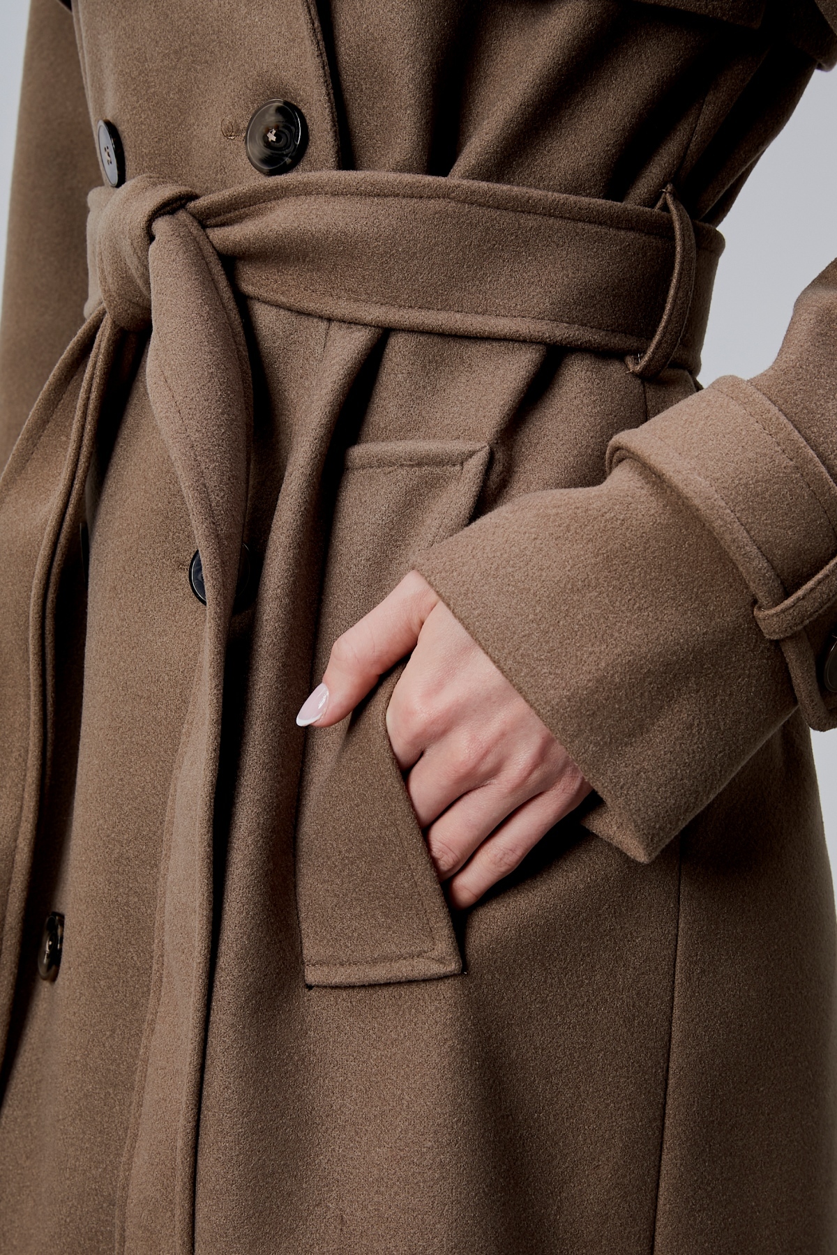 Bolivente  Açık Kahverengi Regular Rüzgarlık Detaylı Kaşe Kaban - Görsel 4