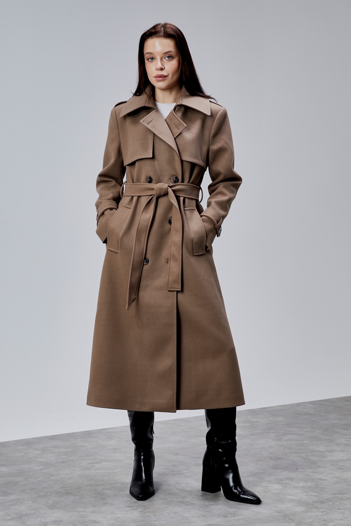 Bolivente  Açık Kahverengi Regular Rüzgarlık Detaylı Kaşe Kaban