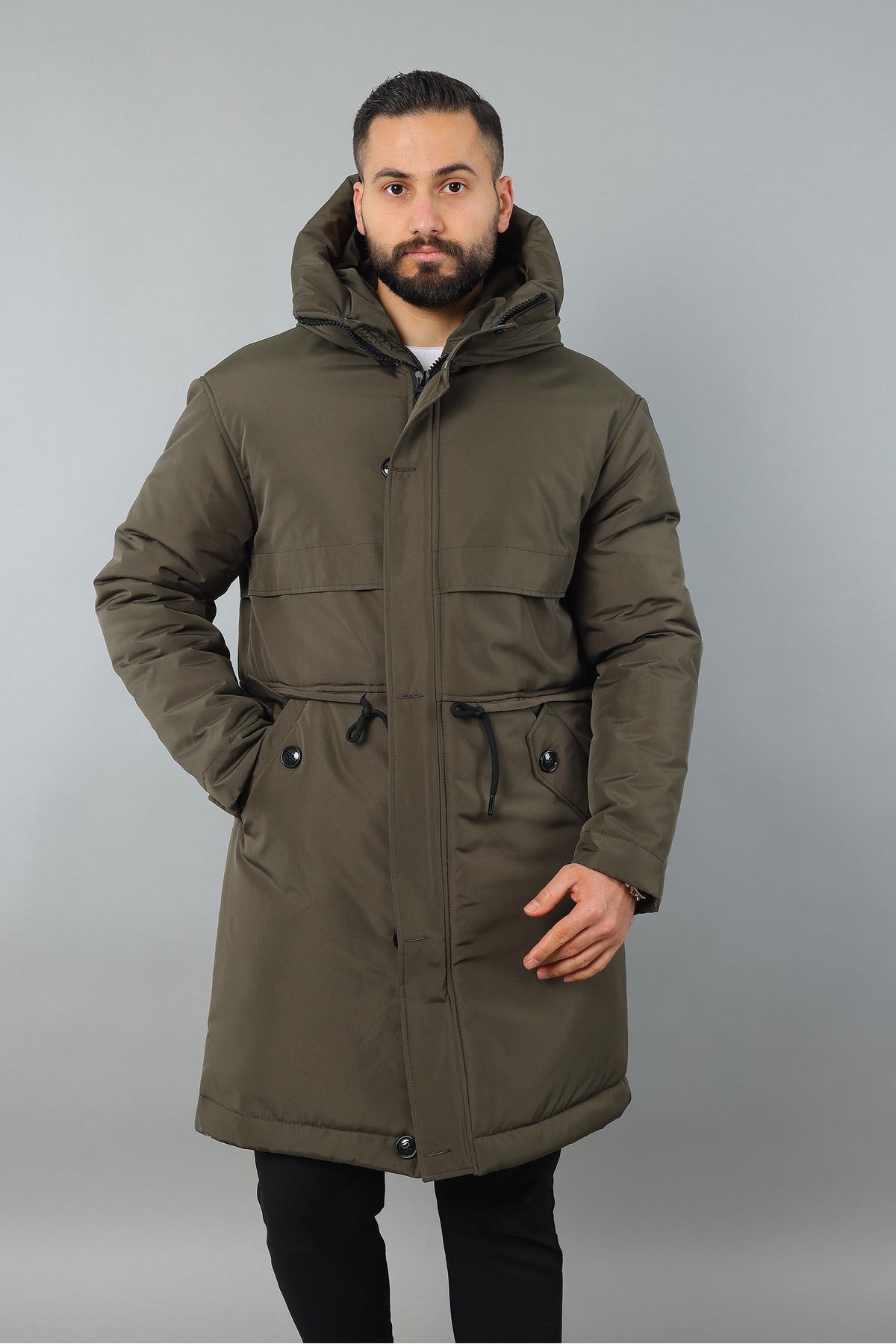 MİS MODA ERKEK KIŞLIK DOLUMLU TRENÇ MONT görsel 3