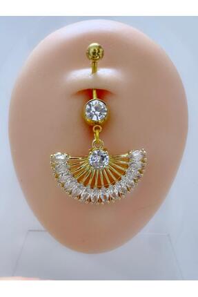 Arescollection CERRAHİ ÇELİK ZİRKON TAŞLI SALLANTILI GÖBEK PİERCİNGİ