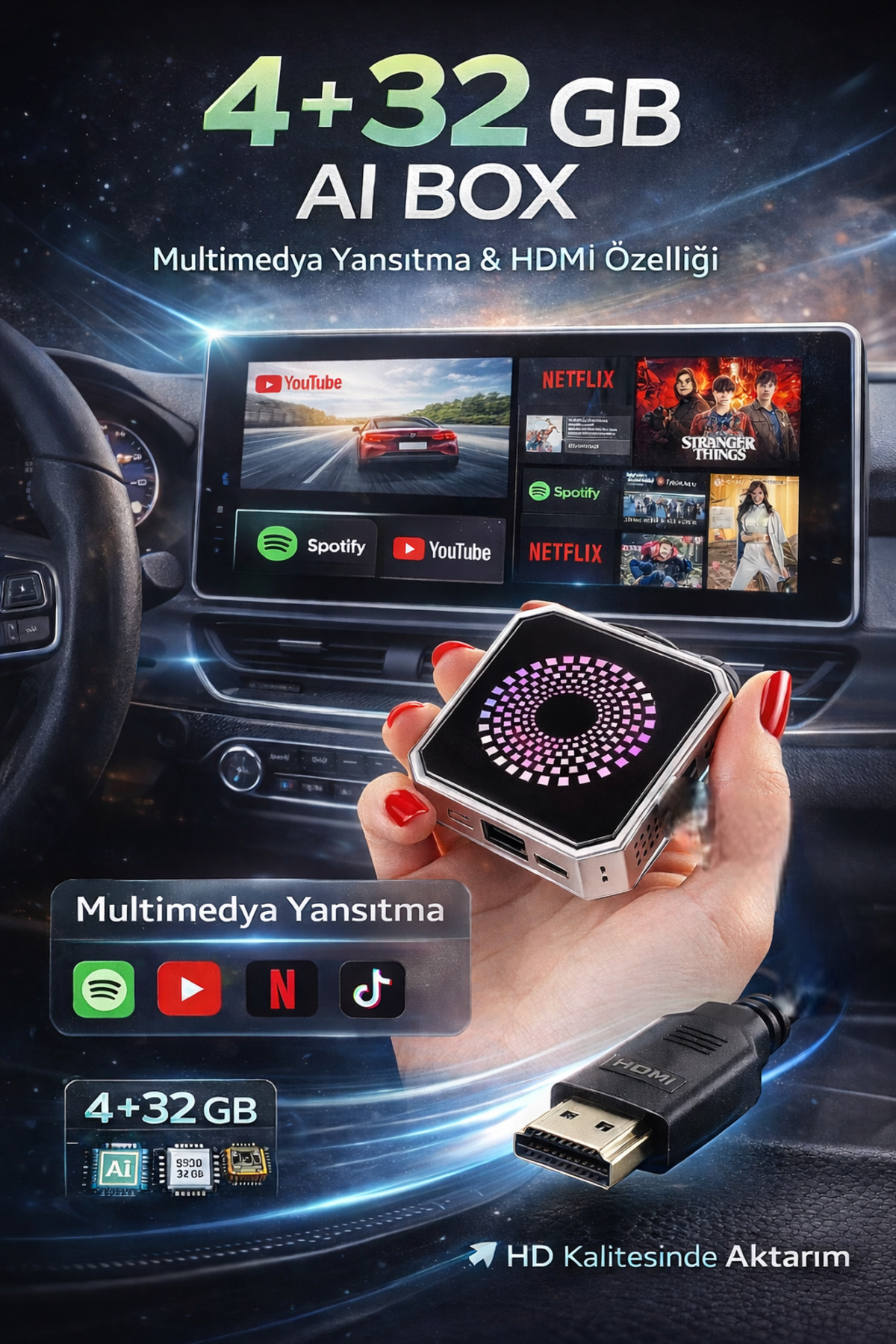 Fenrir Garage Ai Box, HDMI versiyon, Kablosuz Carplay, Android