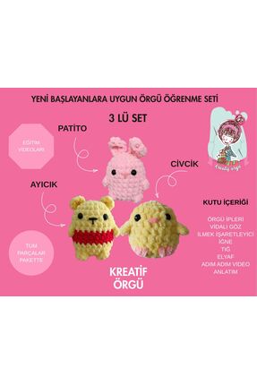 KREATİF TASARIM 3 LÜ ÖRGÜ ÖĞRENME SETİ TEK KUTUDA