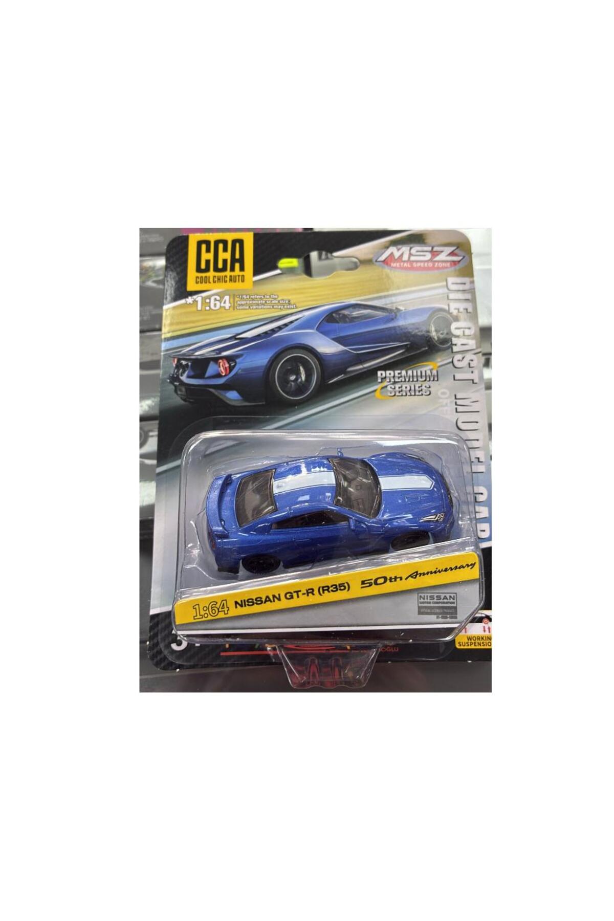 CCA Premium Series Nissan GTR R35 50th Anniversary Mavi 1/64 Model