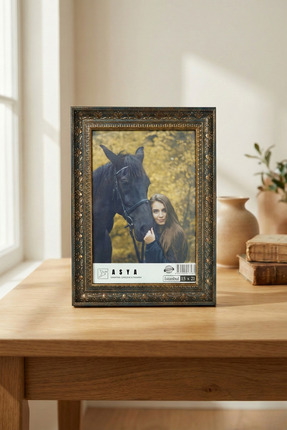 Asya Çerçeve Dekoratif Lüks Antik 15x21 Gold Lacivert Ayaklı Plastik Fotoğraf...