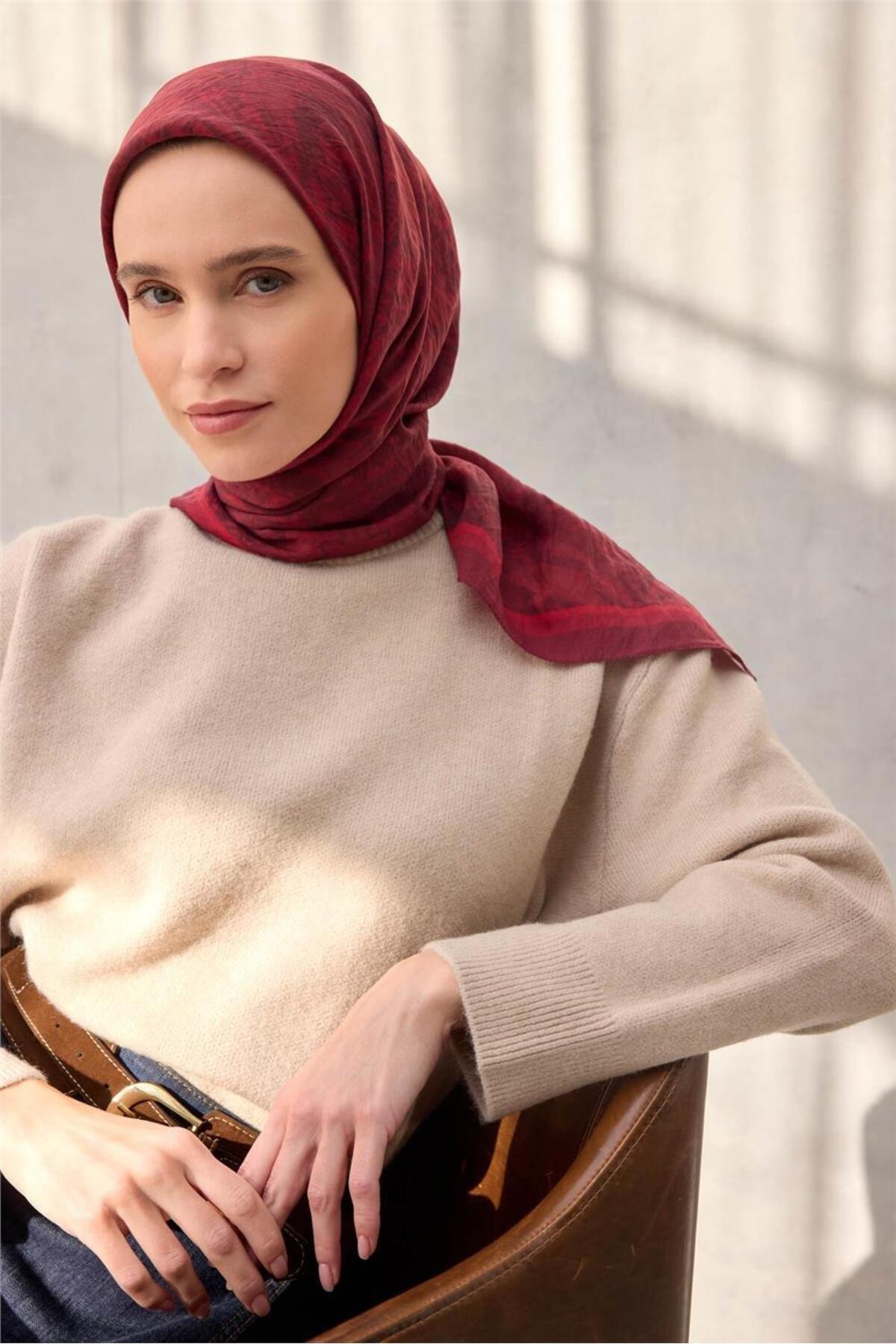 Viscose Velora Scarf Four Seasons Mixed Pattern Cherry Rotten 90x90