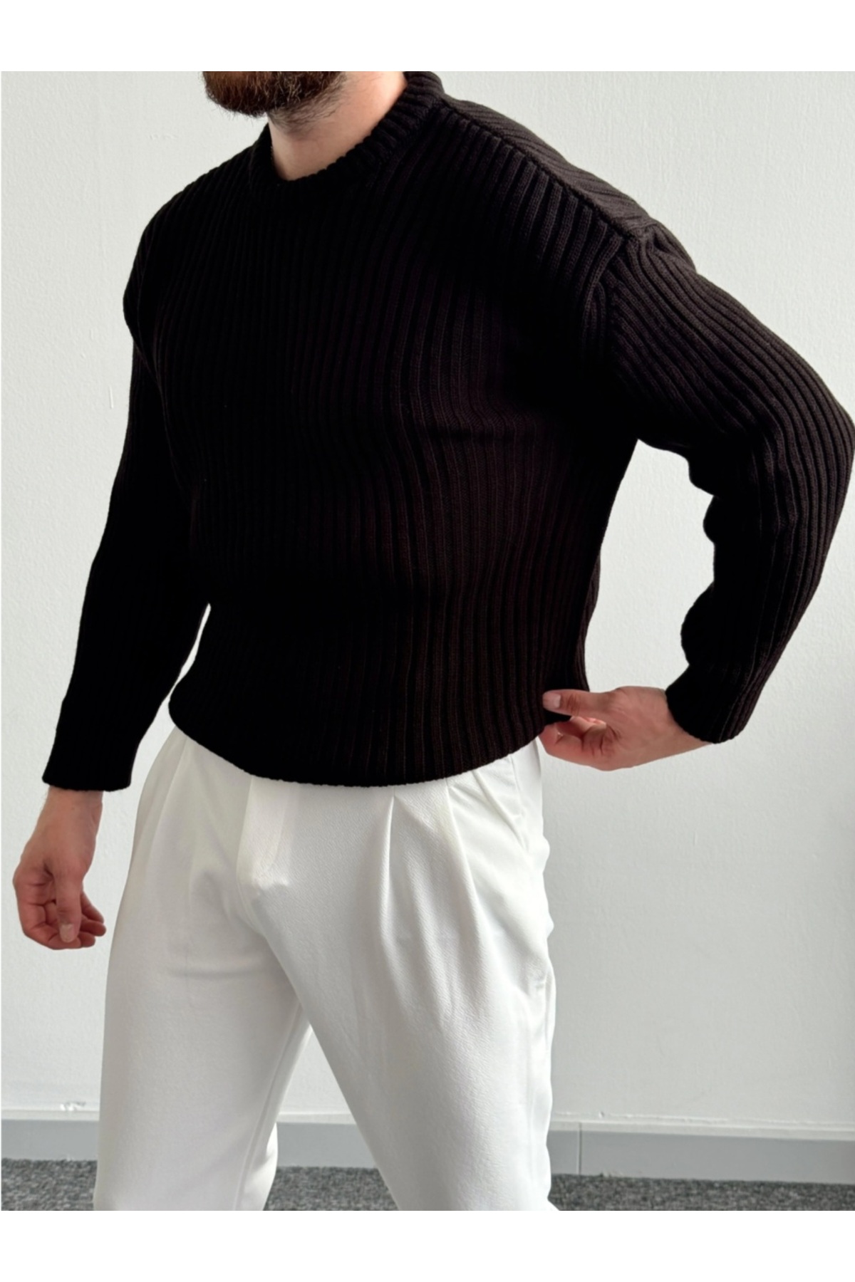 Fitili Örme Översize Triko Kazak