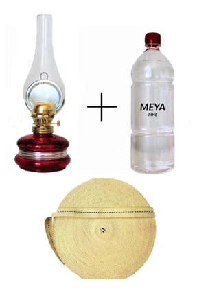 MEYA PİNE Klasik Gaz Lambası Büyük Boy + 250 ML KANDİL YAKITI + 1MT YEDEK FİTİL
