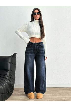 SİNGBADA Yüksek Bel Wide Leg Kadın Kot Pantolon