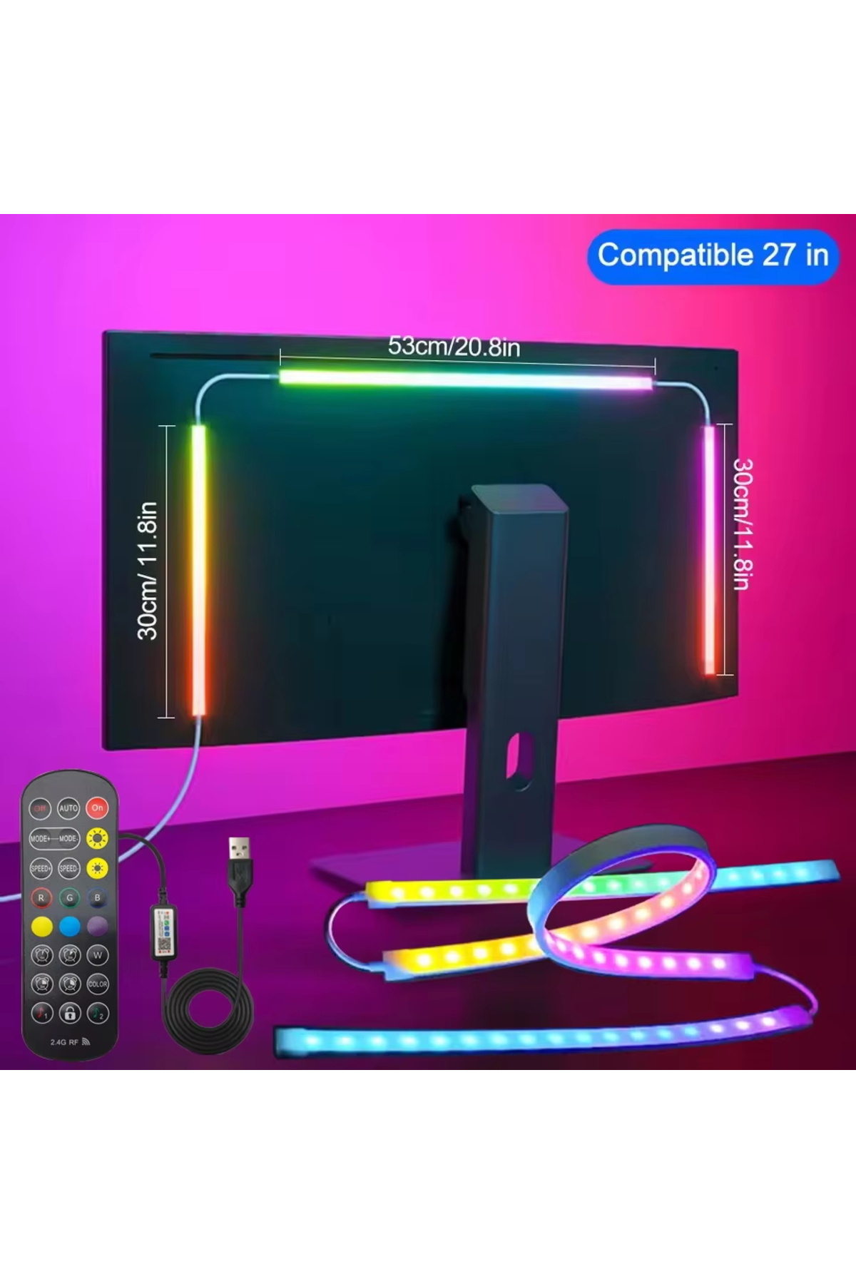 Choice شاشة ألعاب LED RGBIC نيون للألعاب مقاس 27 بوصة و24-34 بوصة ...