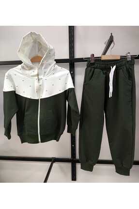 ALİSBUTİK erkek çocuk kapşonlu fermuarlı eşofman takımı kışlık takım