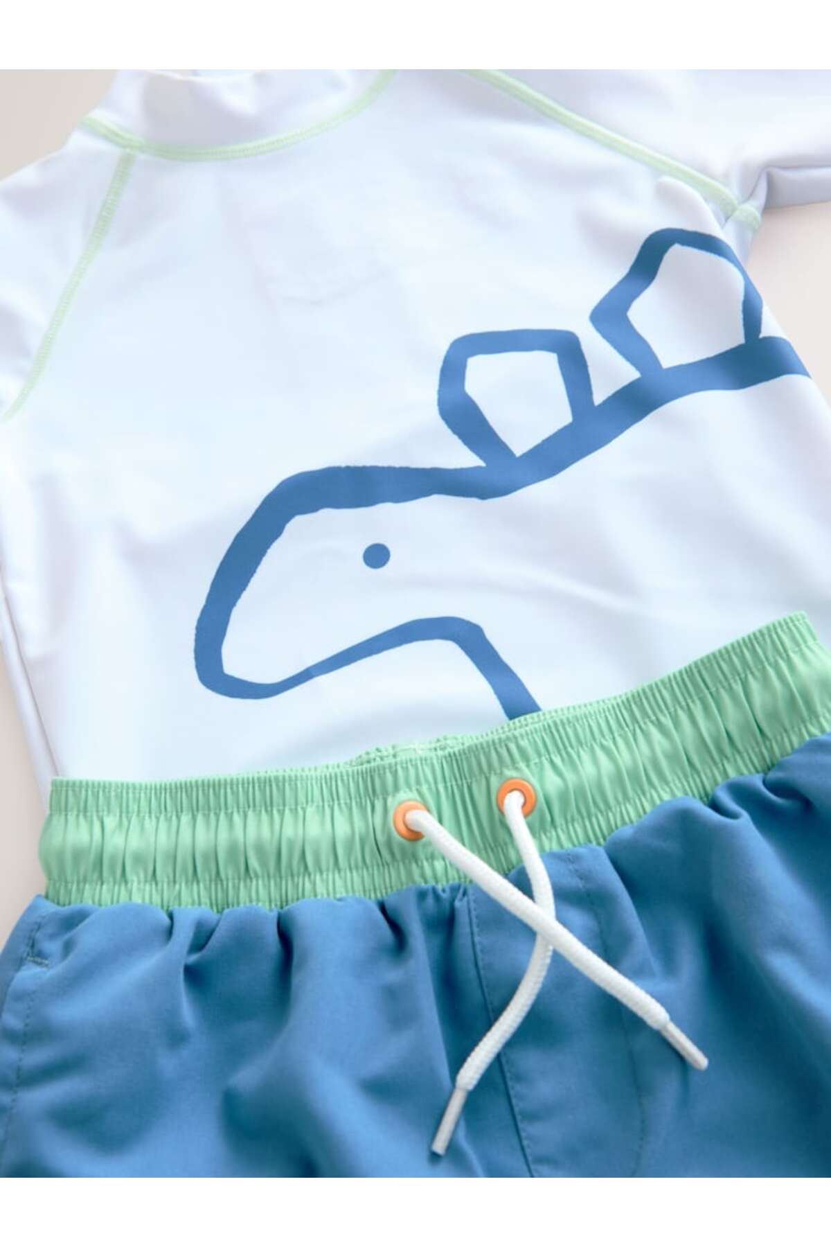 Next Baby Yeşil/Mavi Dino Güneş Korumalı Kısa Kollu Şortlu 2'li Mayo Set fotoğrafı 4 (önizleme)