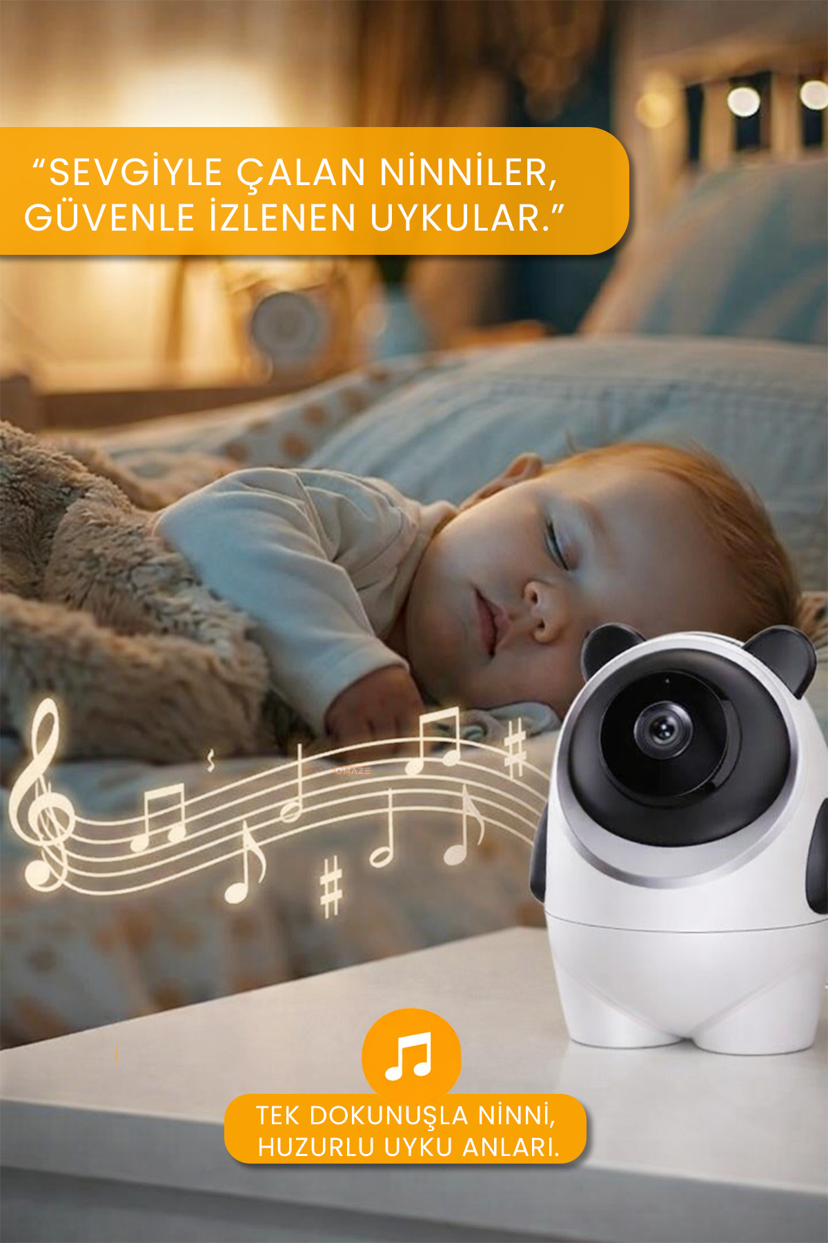 Omaze Ekranlı Bebek Kamerası Gece Görüşlü Hareketli Ip Güvenlik Kamera Monitörü Oda Sıcaklık Kontrollü fotoğrafı 2 (önizleme)