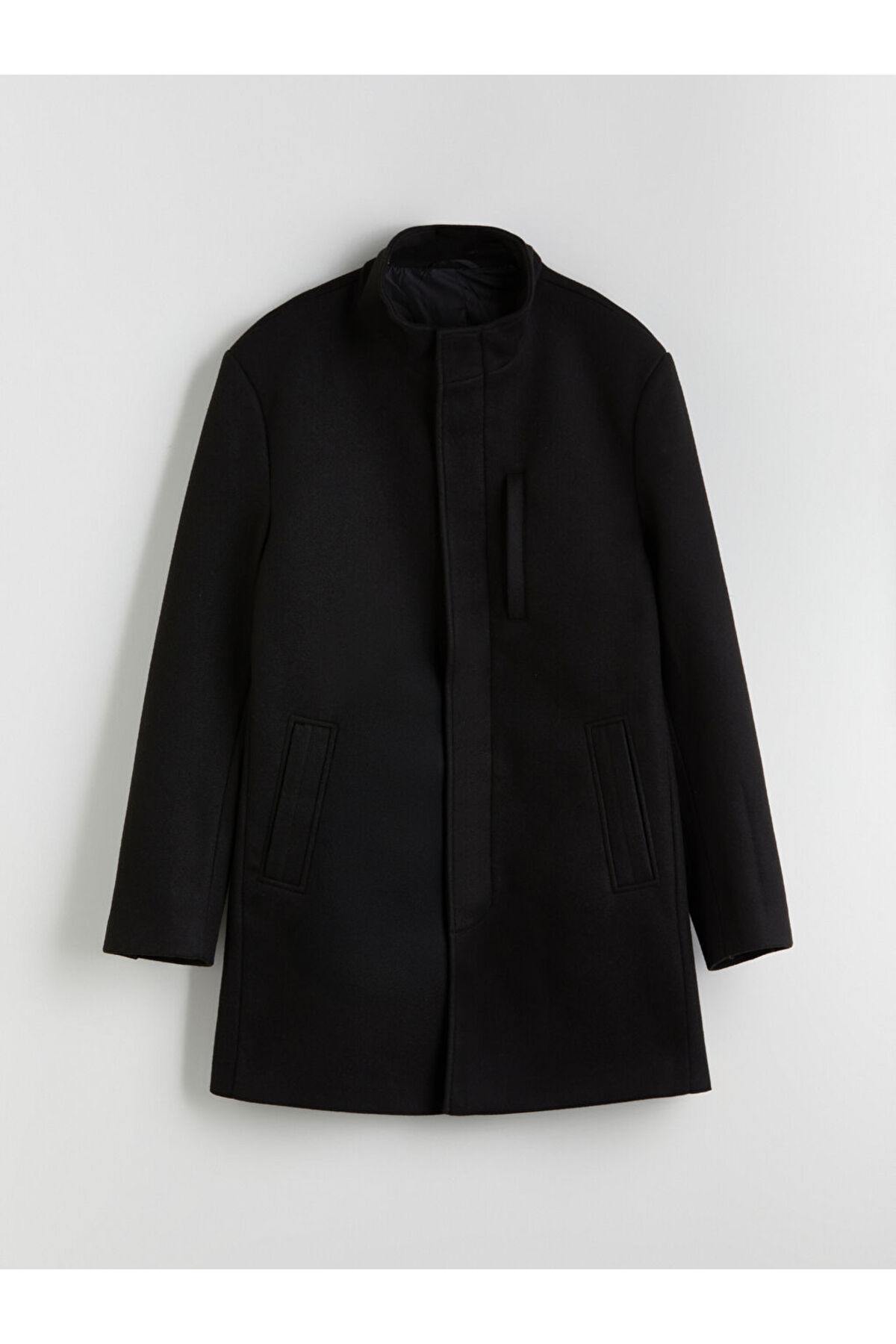 LC Waikiki  LCWAIKIKI Classic Siyah Büyük Beden Standart Kalıp Dik Yaka Erkek Kaşe Kaban