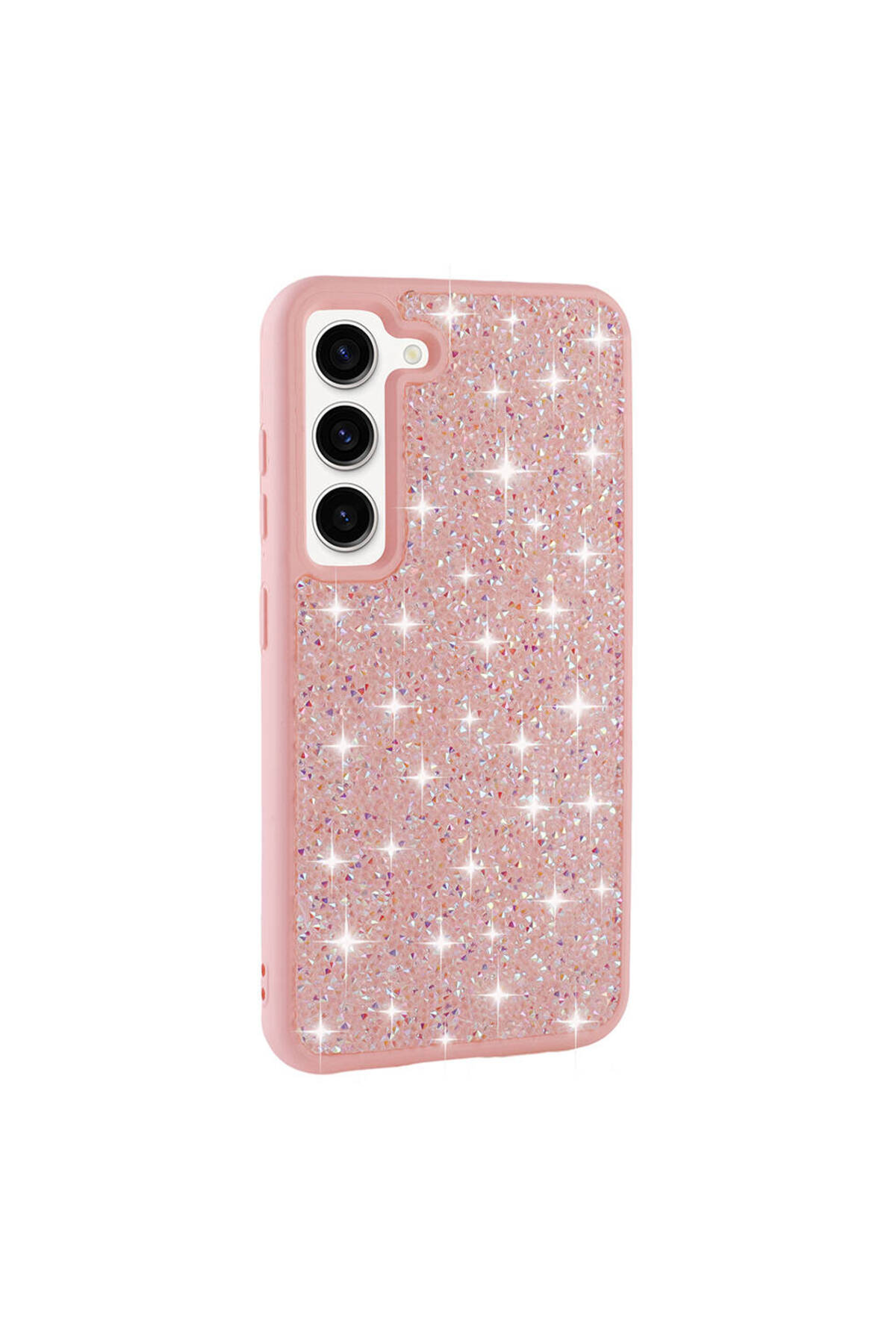 Galaxy S23 Uyumlu Parlak Taşlı Tasarım Pırlanta OYO Kılıf-Pembe