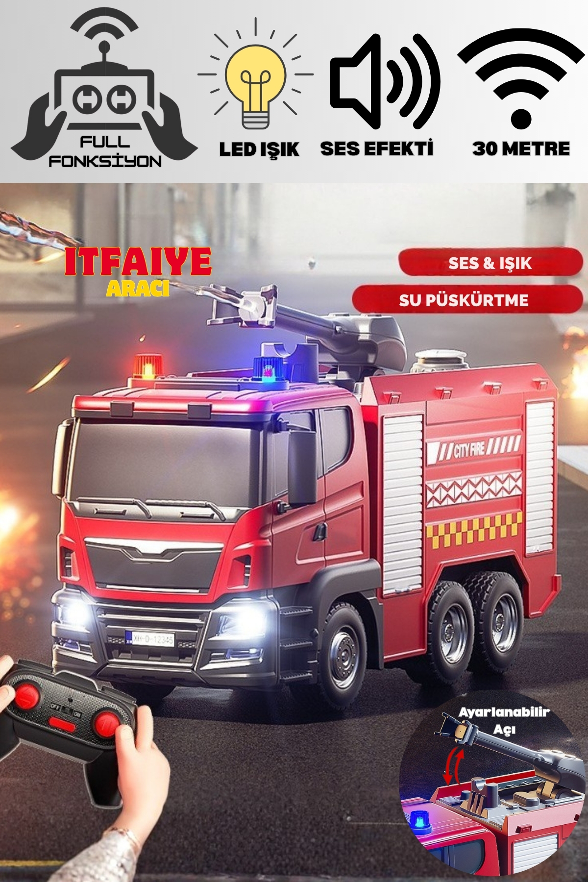 YILDIRIM OYUNCAK Uzaktan Kumandalı Full Fonksiyon Sesli Işıklı Su