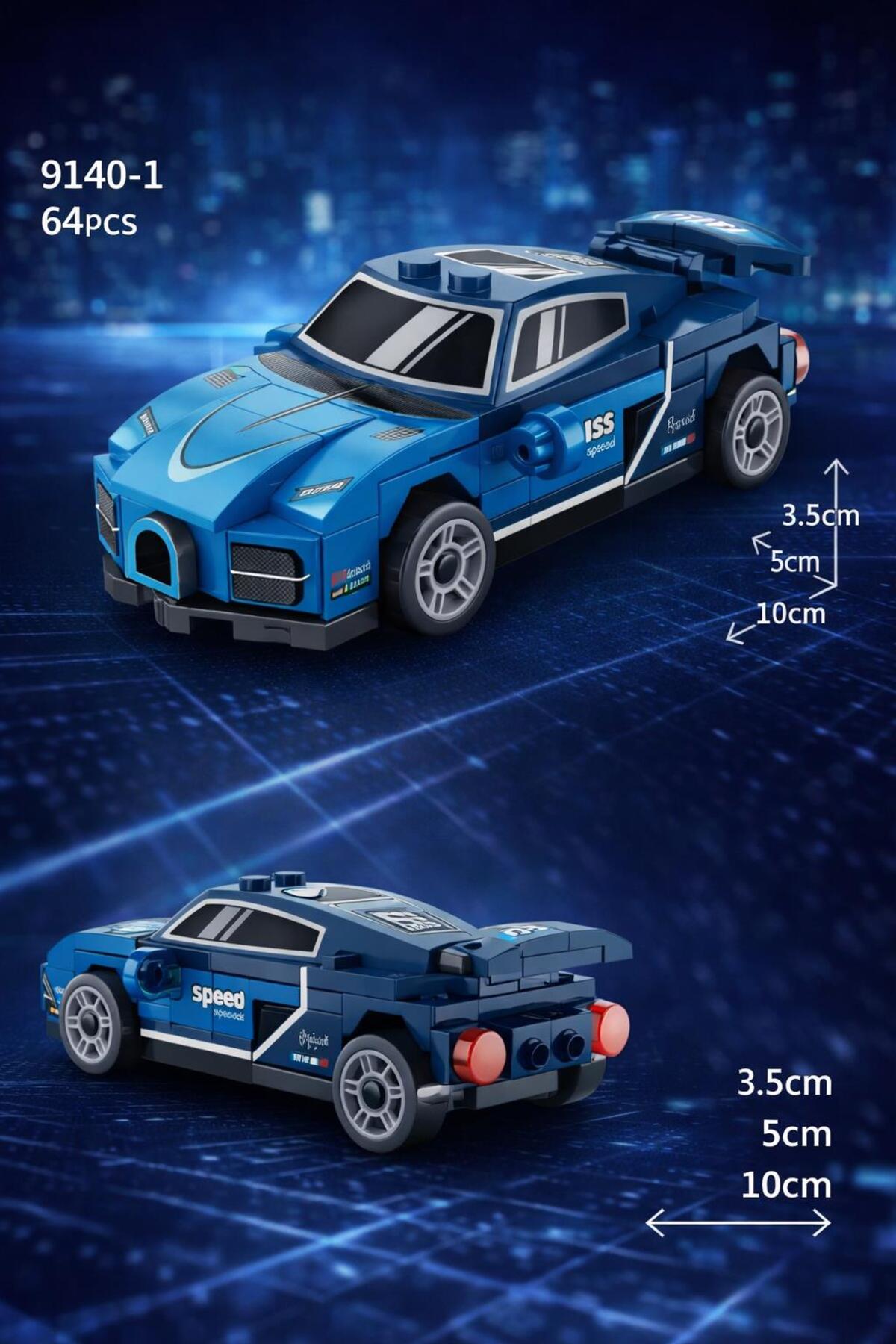 HAK İŞ OYUNCAK Çek Bırak Lego Blok Spor Araba – 64 Parça – Mini