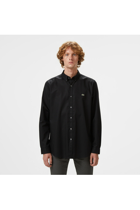 Lacoste Erkek Regular Fit Düğmeli Yaka Siyah Gömlek