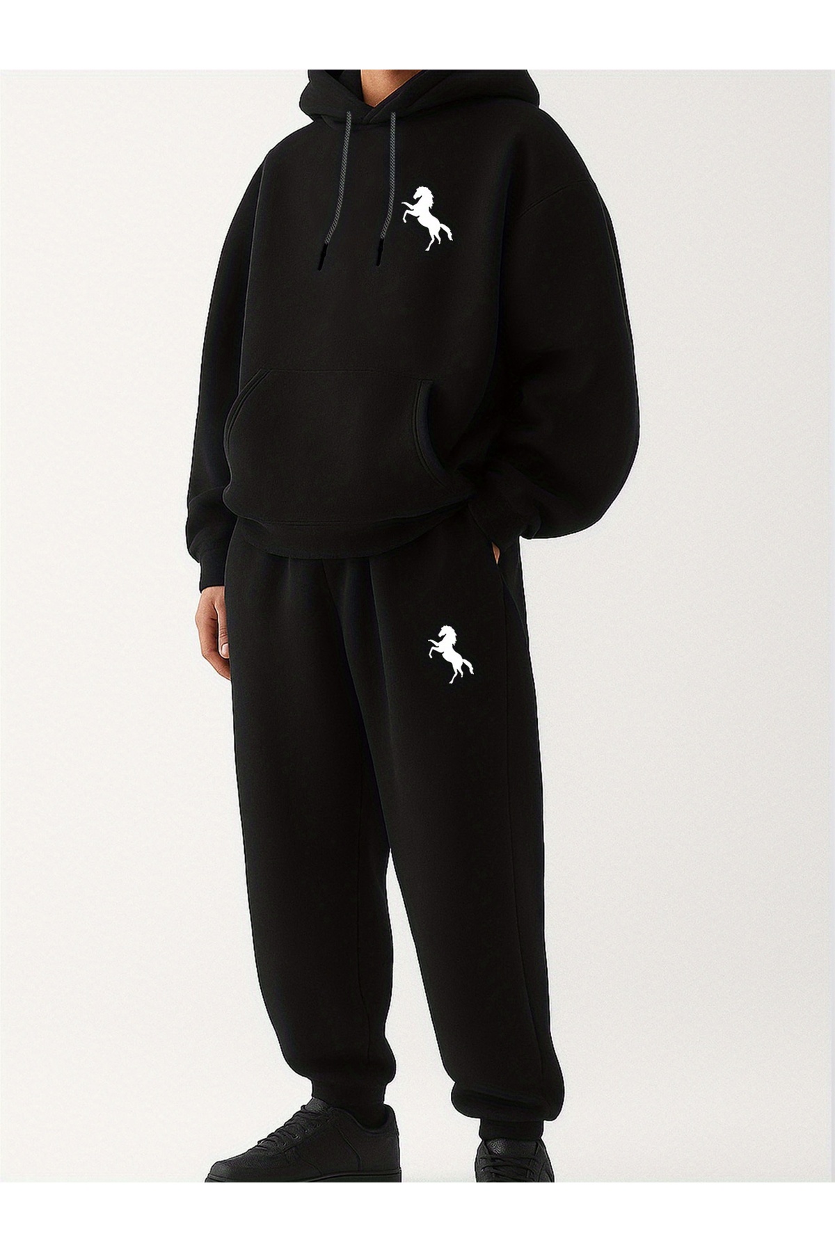 طقم سويتشيرت بغطاء رأس بتصميم Unisex وطباعة 3 خيوط شاردون