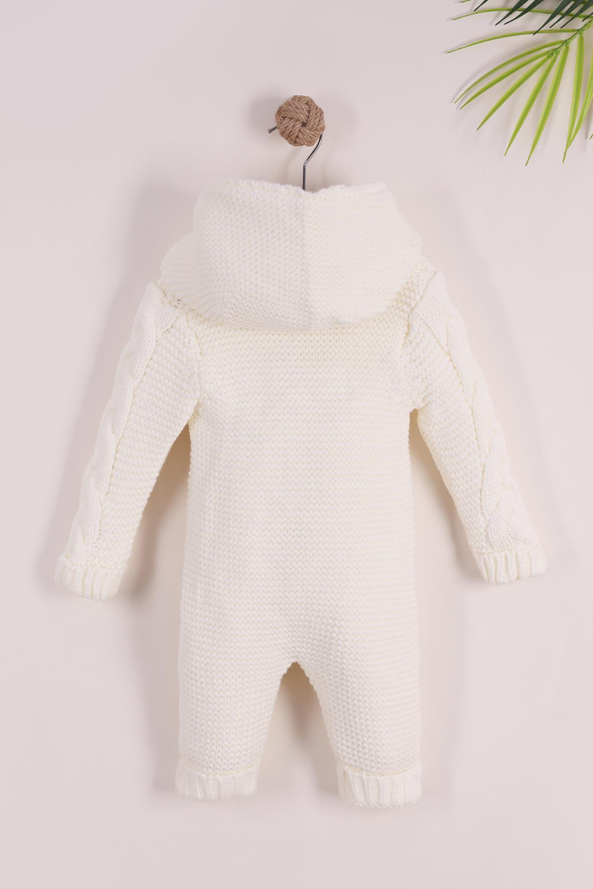 kidello Ekru Erkek / Kız Bebek Kışlık Uyku Tulumu Welsoft Astarlı Triko Tulum 6-9Ay 9-12Ay 12-18Ay fotoğrafı 5 (önizleme)