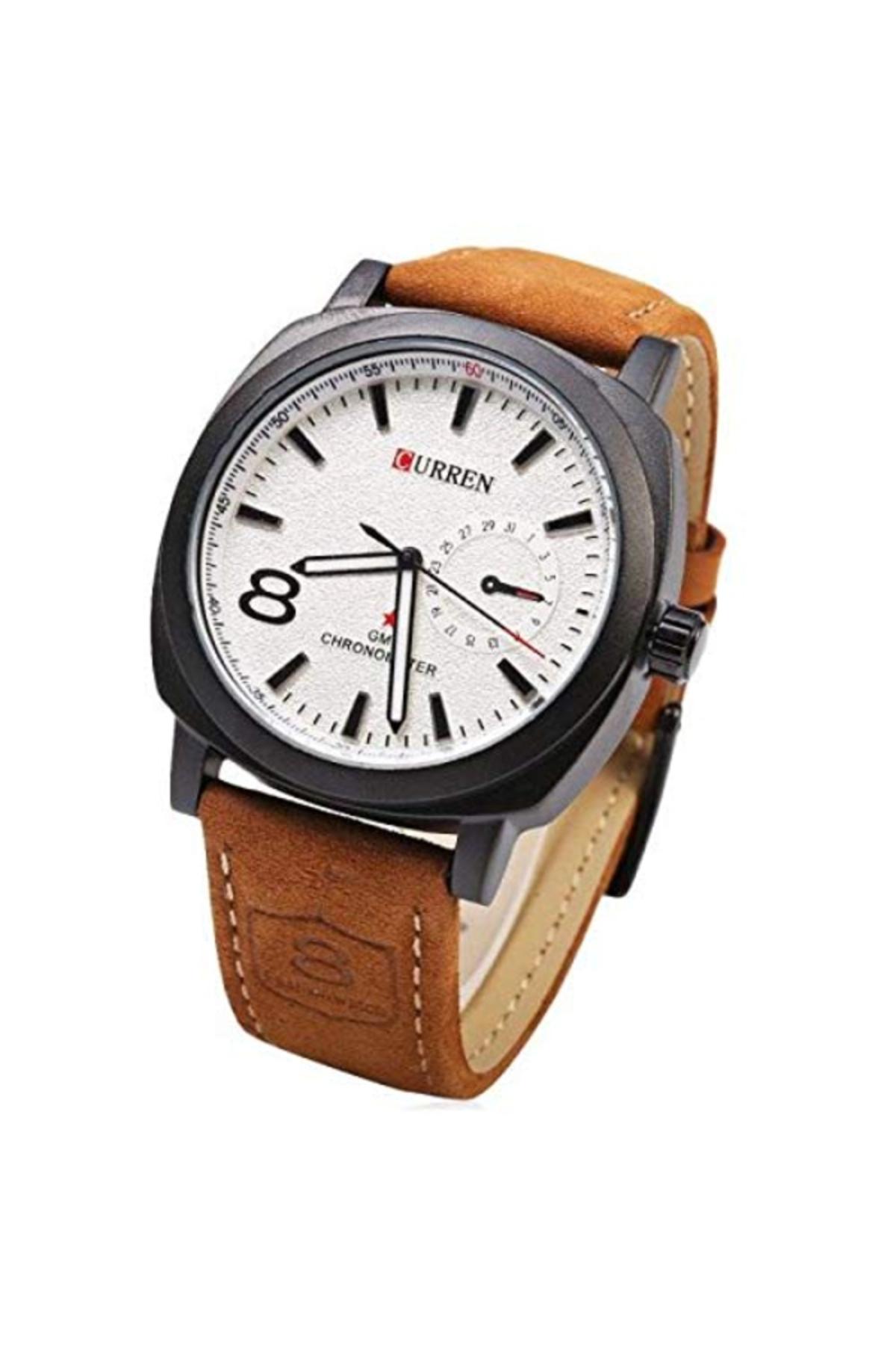 ساعت مچی مردانه غیررسمی قهوه‌ای، آنالوگ سفید، چرمی -8139