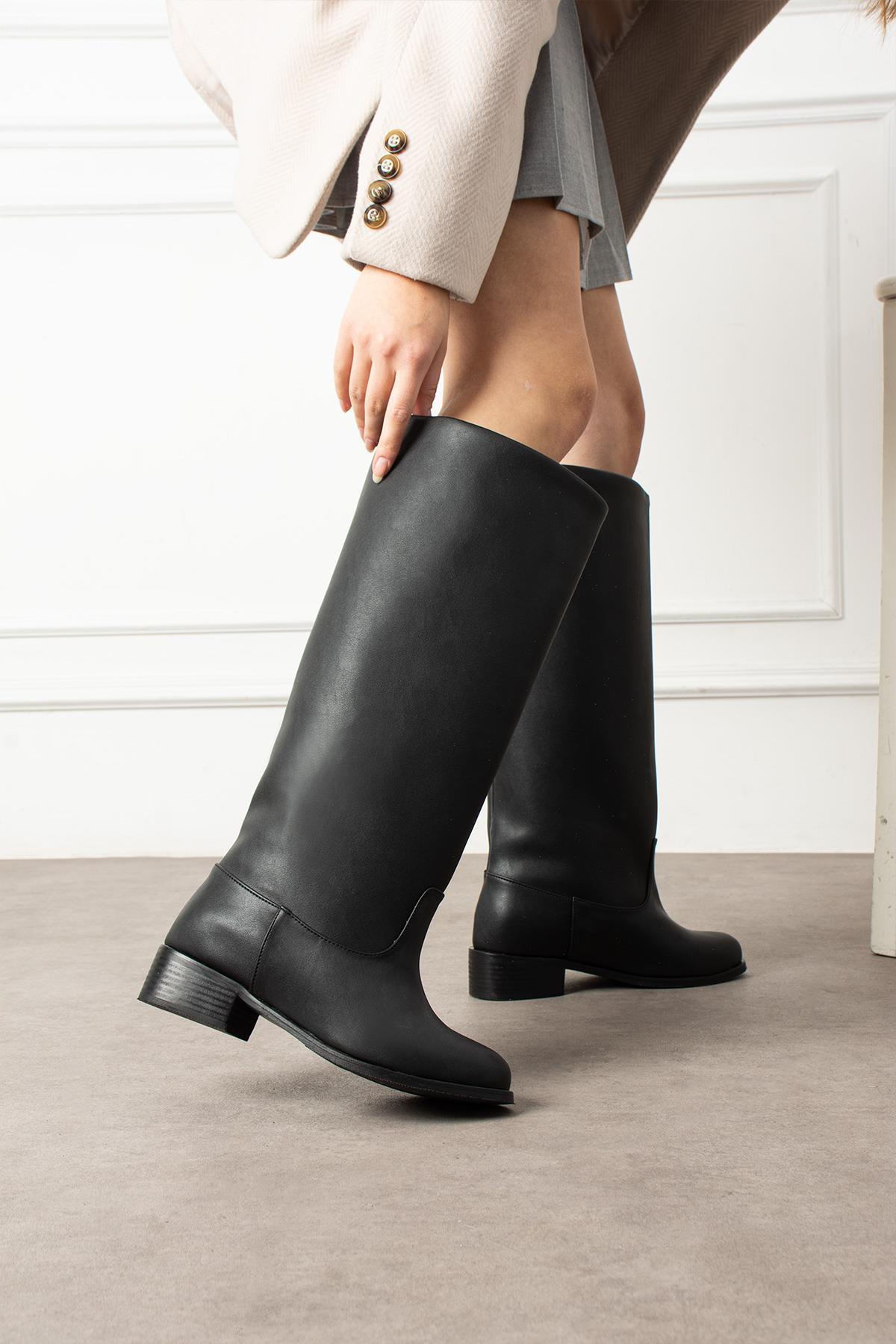 ZENNESHOES  Kadın Vera XL Kesim Cilt Çizme - Görsel 3