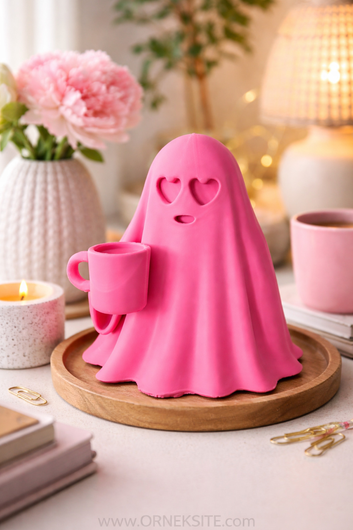 Cute Pink Ghost Decorative Trinket /Figure (Without Light)