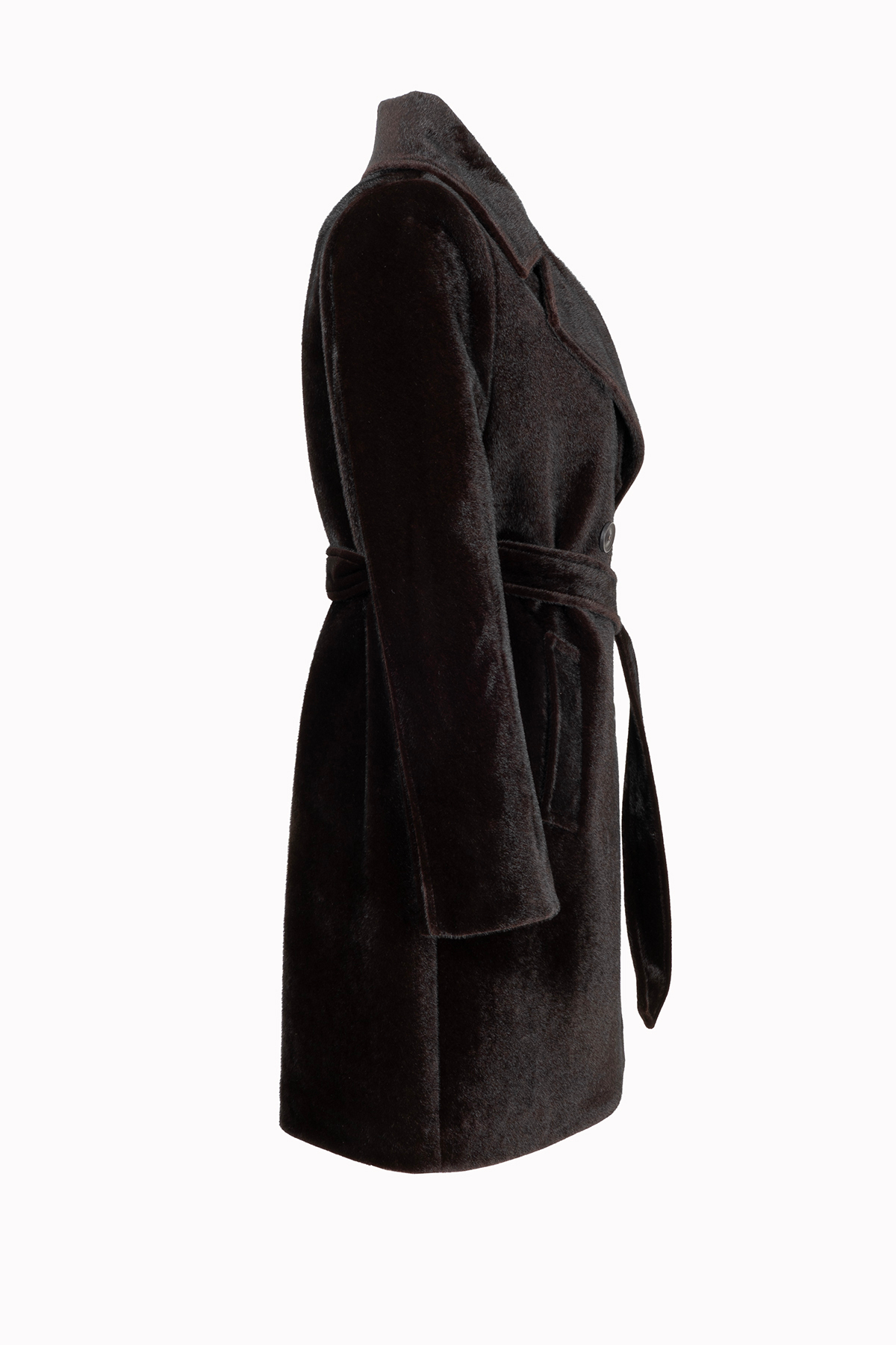 Soydan Güner  Kadın Tay Tüyü Kısa Kruvaze Kaban Kahverengi 1481 - Görsel 6