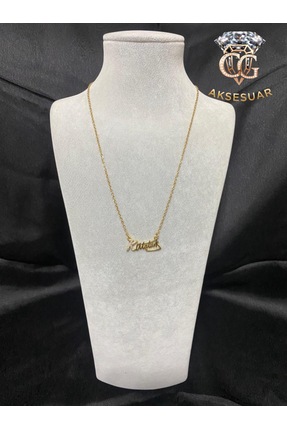 CG bijuteri Altın Renkli Mustafa Kemal Atatürk İmzalı Çelik Kolye