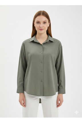 Nior Fashion pamuklu owersize basic kadın gömlek-rahat kalıp