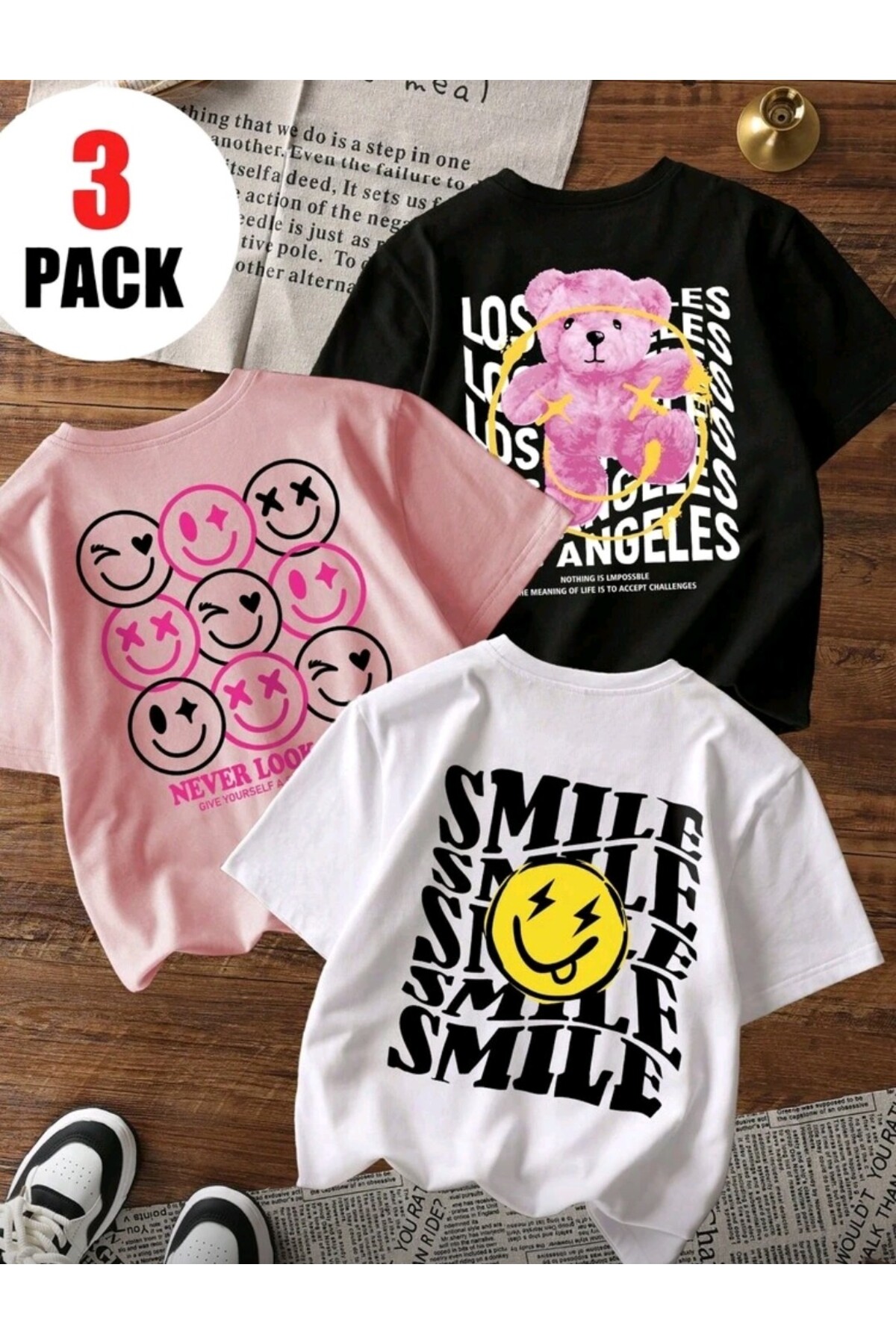YENİZ SEASON 3 SET GIRLS T-SHIRT, MULTICOLOR, 100% COTTON