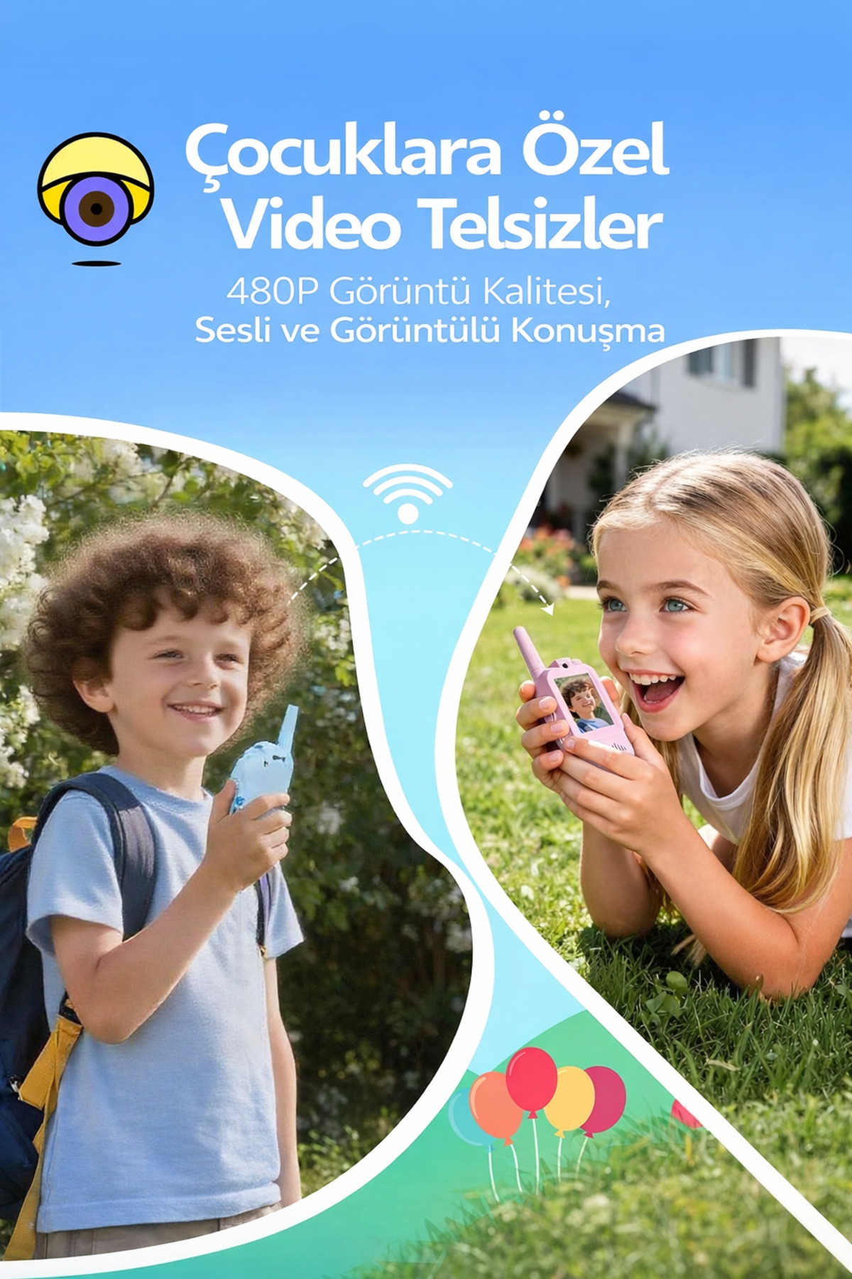 qasul Çocuklar İçin Görüntülü Telsiz 300 m Menzil Çocuklar İçin Eğlenceli ve Güvenli İletişim fotoğrafı 5 (önizleme)