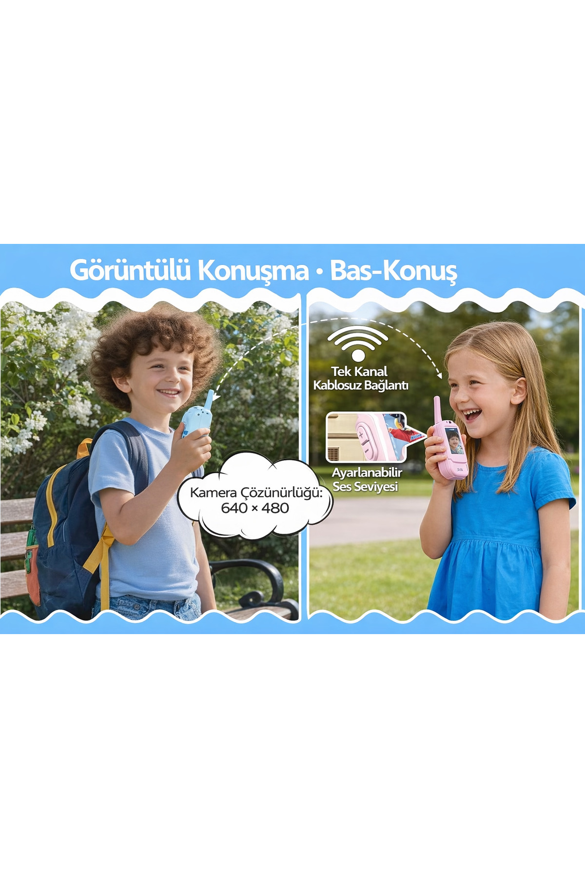 qasul Çocuklar İçin Görüntülü Telsiz 300 m Menzil Çocuklar İçin Eğlenceli ve Güvenli İletişim fotoğrafı 2 (önizleme)