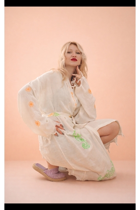 hat craft kadın bornoz, kimono, plaj sabahlığı, yazlık, desenli, kuşaklı, bea...