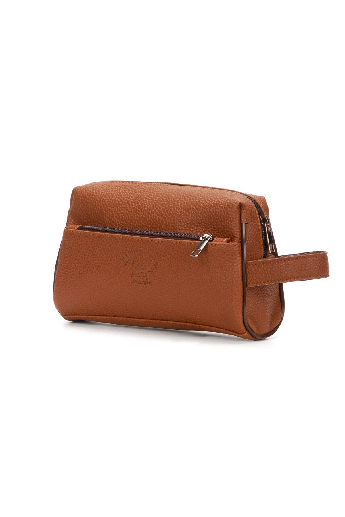 Newish Polo Erkek Vegan Deri Taba Portföy Clutch Traş Kozmetik Bakım Ve Günlük El Çantası görsel 5