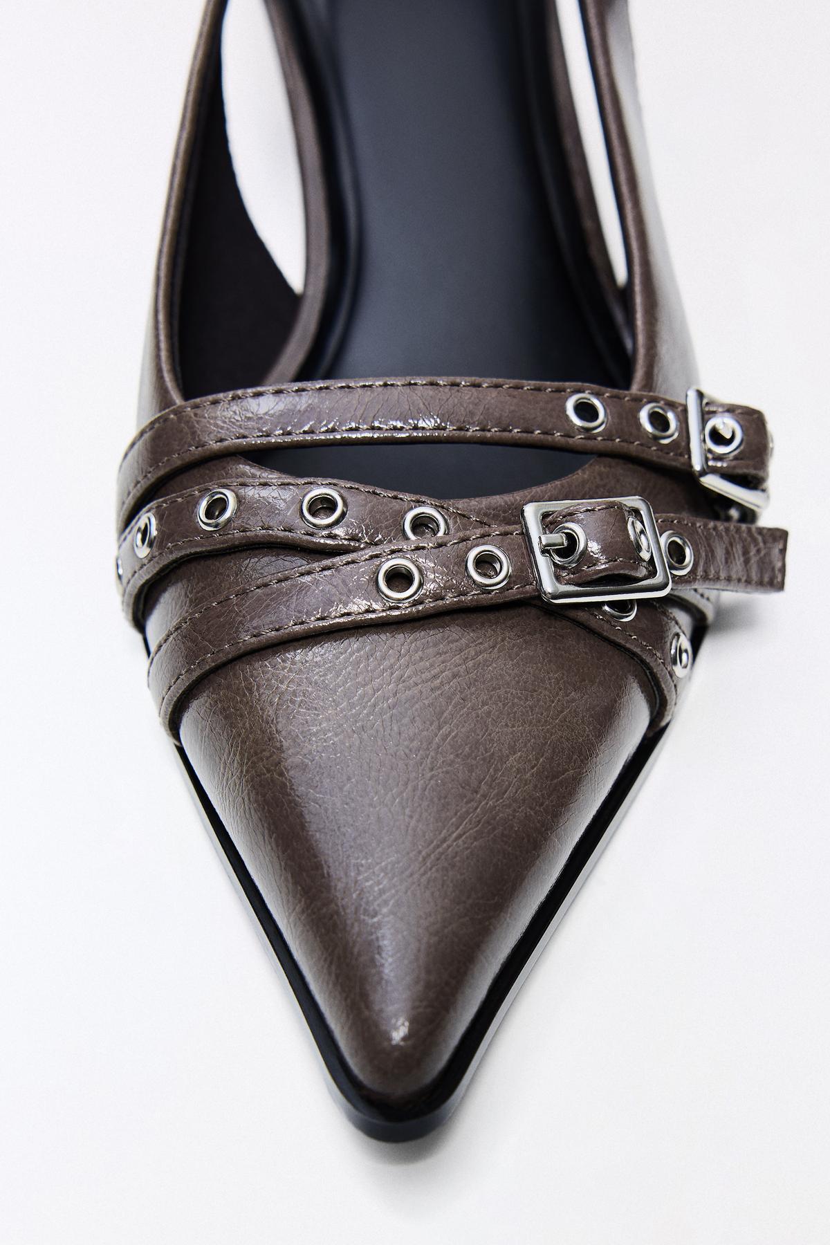 Bershka  Tokalı arkası açık kısa sivri topuklu ayakkabı - Görsel 3