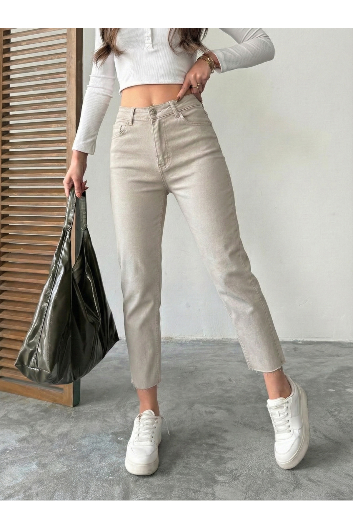 BLUE MARLIN  PAÇA KESİK KETEN BORU PAÇA PANTOLON - Görsel 3