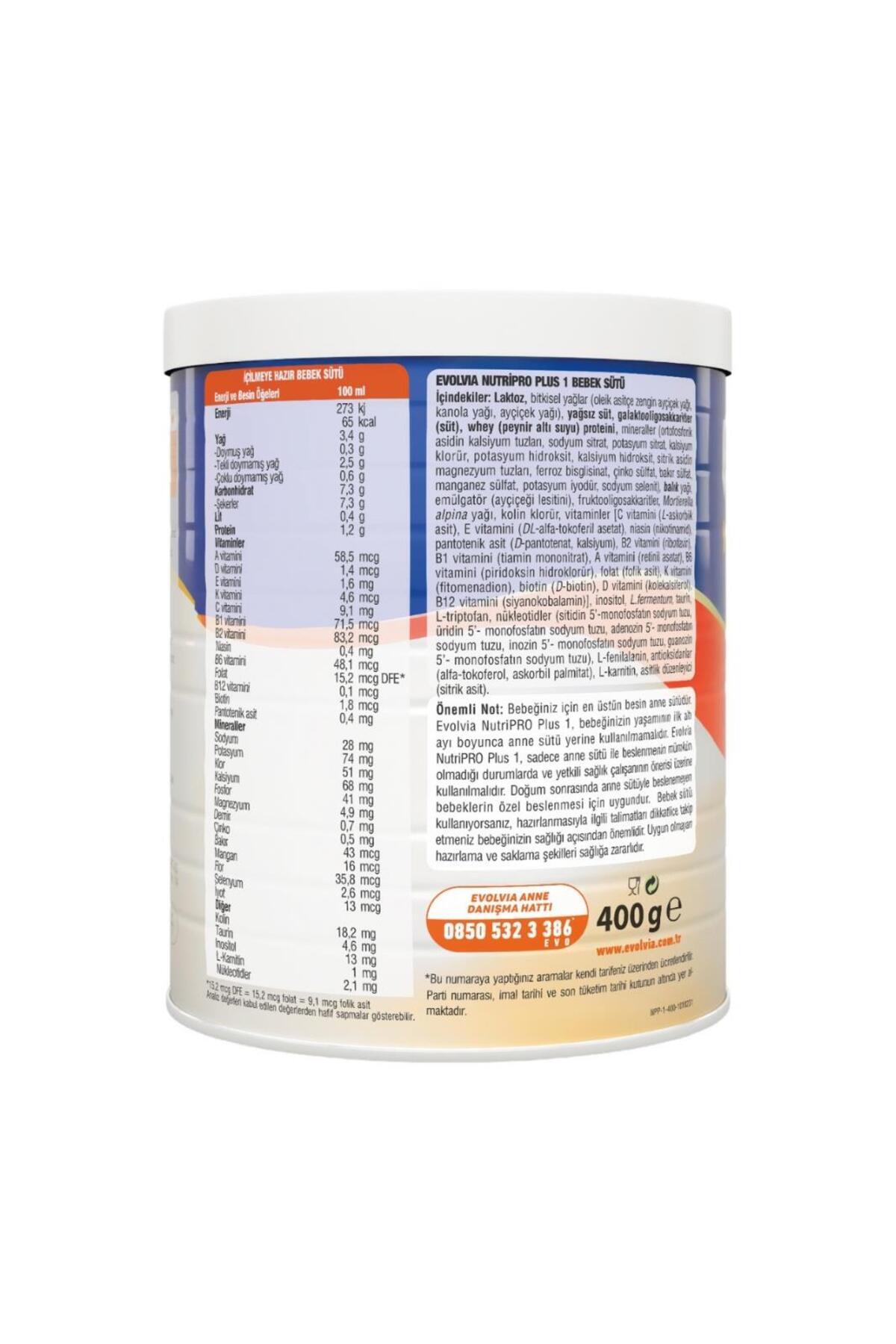 Evolvia NutriPro Plus 1 Bebek Maması 400 gr x 2 Adet fotoğrafı 4 (önizleme)