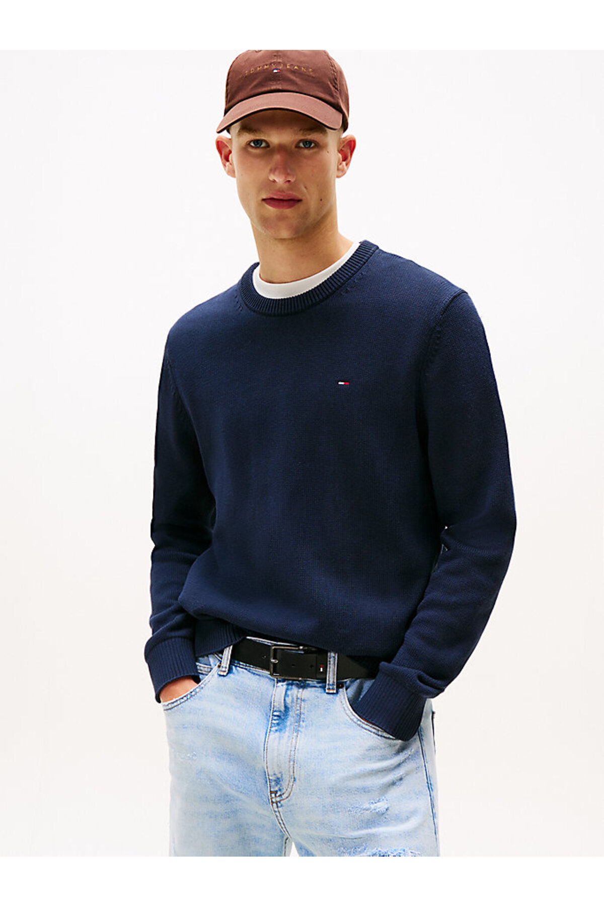 تامی هیلفیگر پلیور مردانه شیک سرمه‌ای با لوگوی برند، مناسب برای زمستان DM0DM21787 C1G