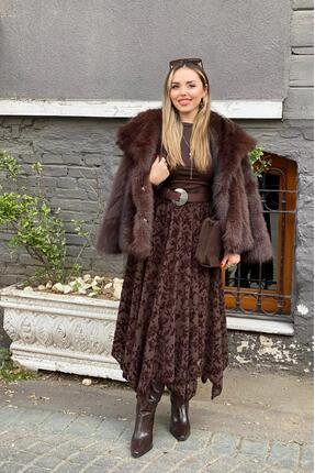 Rora Tül Detaylı Asimetrik Astarlı Uzun Etek