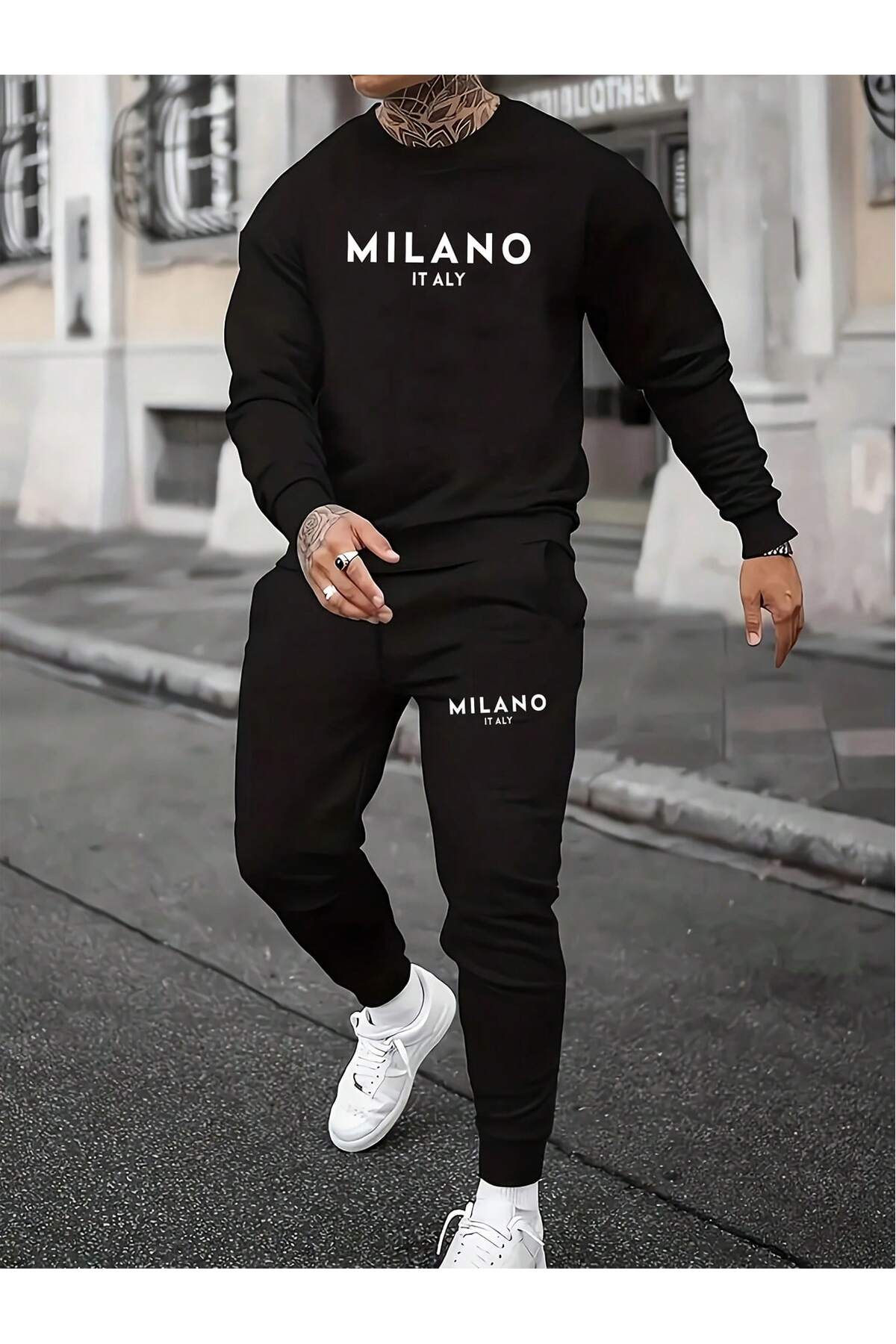 mercoledi Μίνιμαλ με τύπωμα Ανδρικό Σετ Φόρμας oversized με Μαύρο Ποδηλατικό ...