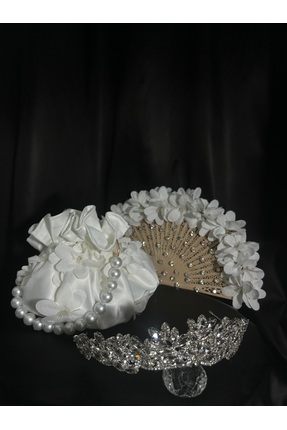 Bridal Luxe Regina Luxe – Özel tasarım gelin çantası tacı ve yelpazesi