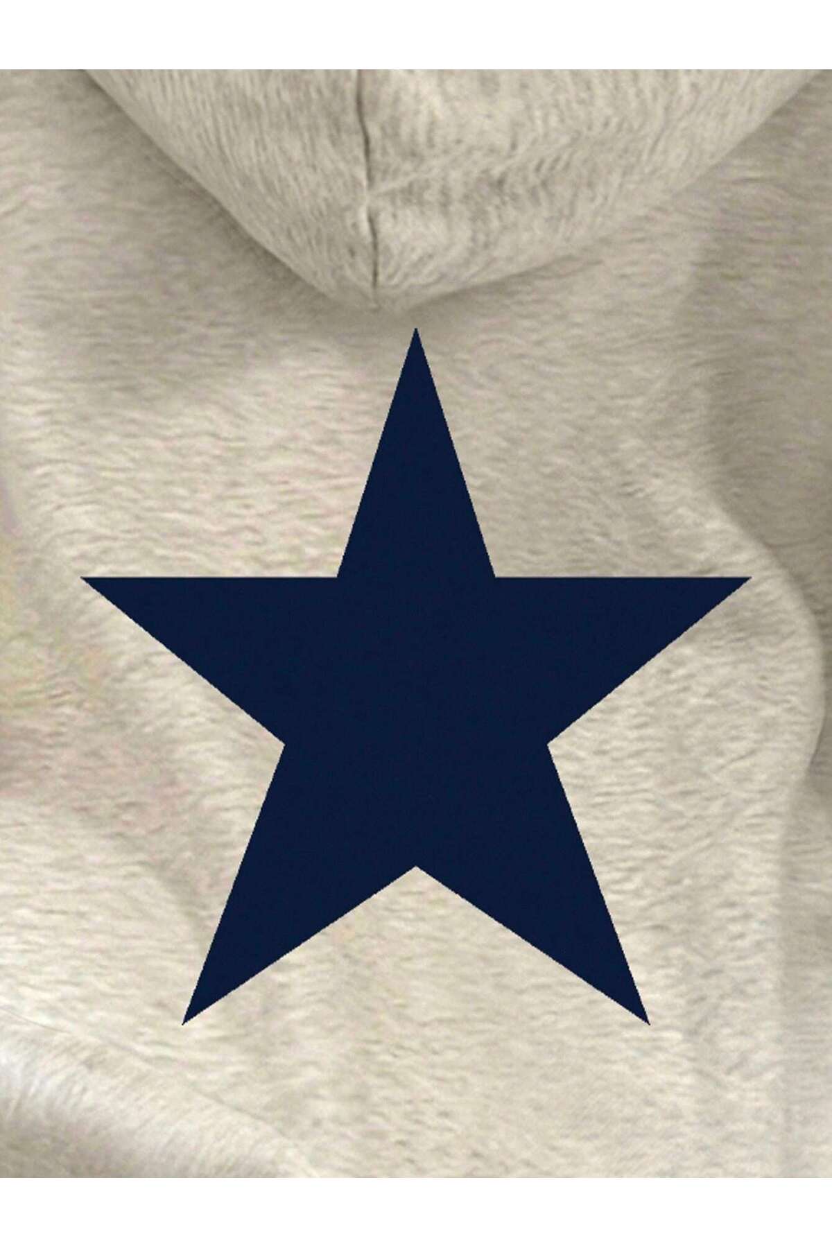 ZİYMO  KAPÜŞONLU RAHAT KESİM YILDIZ DETAYLI SWEATSHIRT - Görsel 3