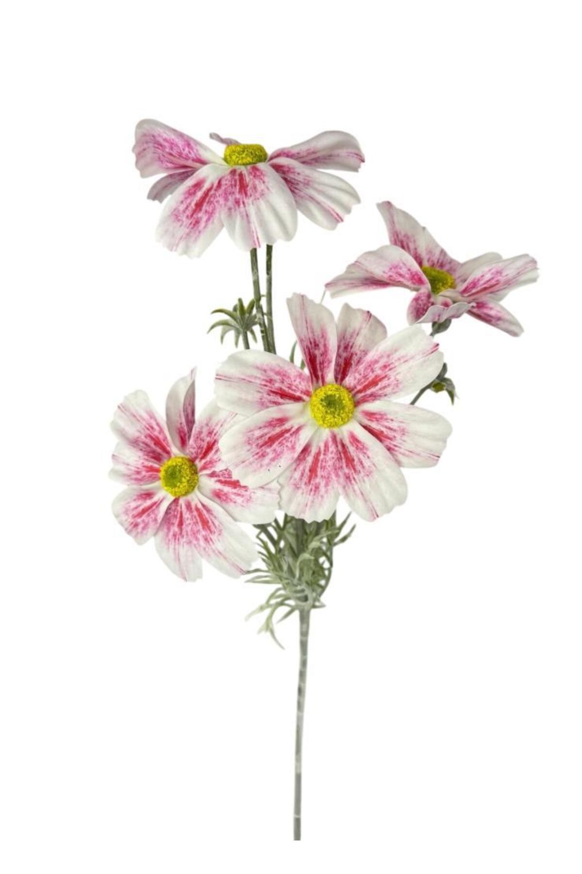 Artificial Flower Pink White Daisy 4Flower Long Branch 63cm Realistic Texture