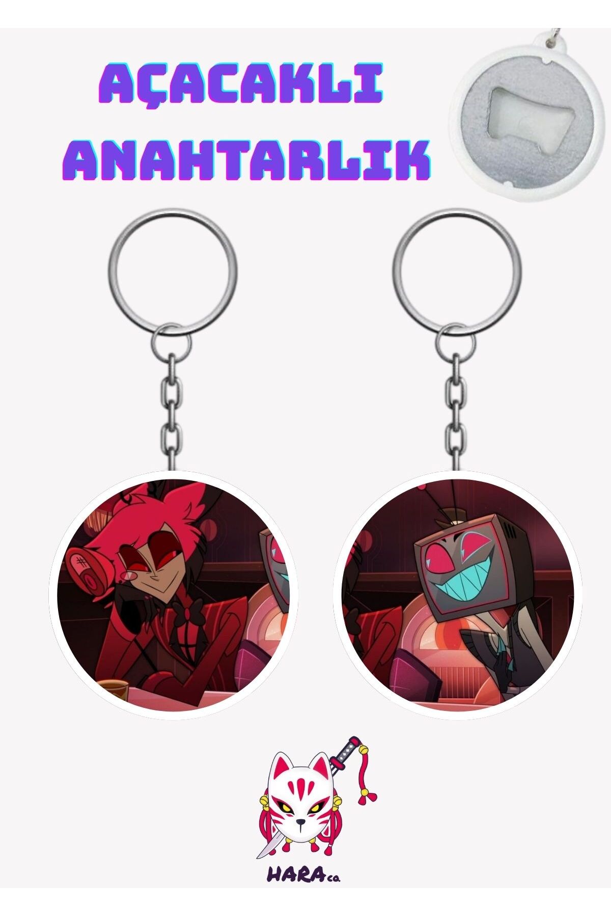 Hazbin Hotel Anime Alastor and Vox Anime Keychain Opener Set ( 2pcs )