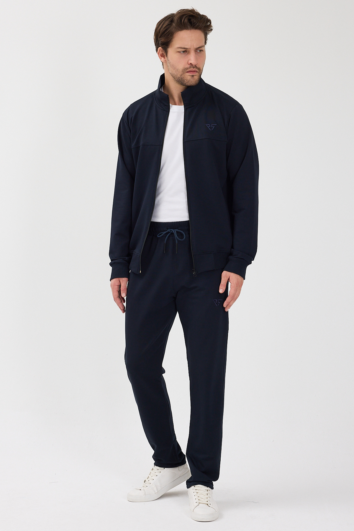 Kompakt Pamuklu Comfort Fit Erkek Hakim Yaka Eşofman Takım ALLY-3027 — سرمه‌ای — تصویر 3 از 8